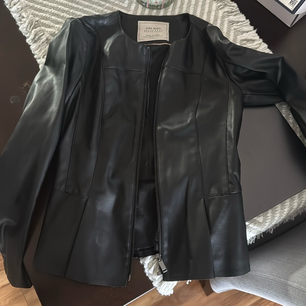 Zara black leather jacket